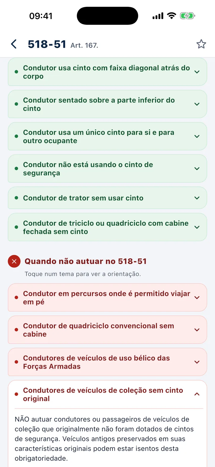 Orientação aberta sobre veículos de coleção sem cinto original